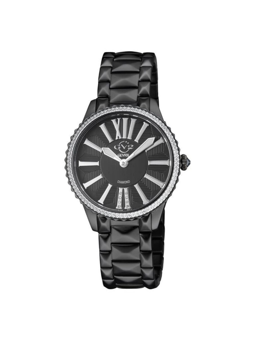 NWT Gv2 By Gevril Siena Quartz Black Dial Ladies Watch